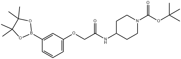 tert-butyl 4-(2-(3-(4,4,5,5-tetramethyl-1,3,2-dioxaborolan-2-yl)phenoxy)acetamido)piperidine-1-carboxylate Struktur