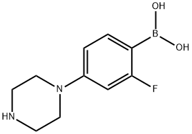 (2-fluoro-4-(piperazin-1-yl)phenyl)boronic acid Struktur