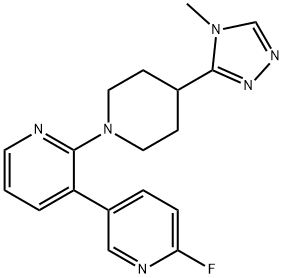 3-(6-fluoropyridin-3-yl)-2-[4-(4-methyl-4H-1,2,4-triazol-3-yl)piperidin-1-yl]pyridine Struktur