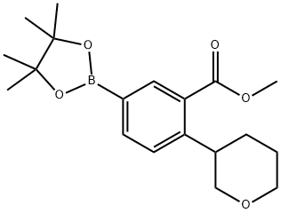 methyl 2-(tetrahydro-2H-pyran-3-yl)-5-(4,4,5,5-tetramethyl-1,3,2-dioxaborolan-2-yl)benzoate Struktur