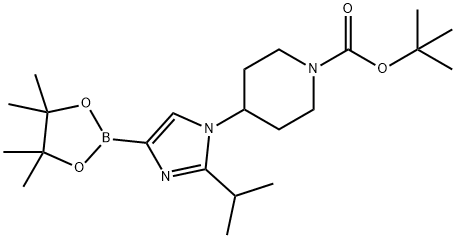tert-butyl 4-(2-isopropyl-4-(4,4,5,5-tetramethyl-1,3,2-dioxaborolan-2-yl)-1H-imidazol-1-yl)piperidine-1-carboxylate Struktur
