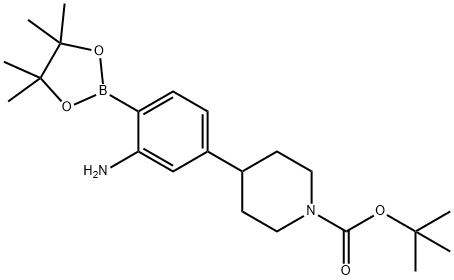 tert-butyl 4-(3-amino-4-(4,4,5,5-tetramethyl-1,3,2-dioxaborolan-2-yl)phenyl)piperidine-1-carboxylate Struktur