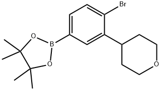 2-(4-bromo-3-(tetrahydro-2H-pyran-4-yl)phenyl)-4,4,5,5-tetramethyl-1,3,2-dioxaborolane Structure