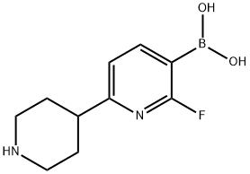 (2-fluoro-6-(piperidin-4-yl)pyridin-3-yl)boronic acid Struktur