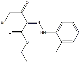 ethyl (2Z)-4-bromo-2-[2-(2-methylphenyl)hydrazin-1-ylidene]-3-oxobutanoate Struktur