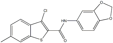 N-(1,3-benzodioxol-5-yl)-3-chloro-6-methyl-1-benzothiophene-2-carboxamide Struktur