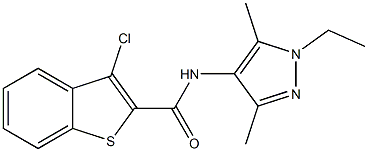 3-chloro-N-(1-ethyl-3,5-dimethyl-1H-pyrazol-4-yl)-1-benzothiophene-2-carboxamide Struktur
