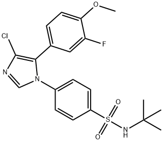 N-tert-butyl-4-[4-chloro-5-(3-fluoro-4-methoxyphenyl)-1H-imidazol-1-yl]benzenesulfonamide Struktur