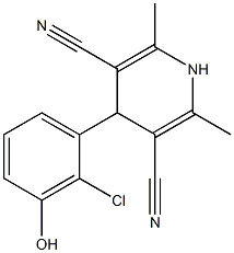 4-(2-chloro-3-hydroxyphenyl)-2,6-dimethyl-1,4-dihydropyridine-3,5-dicarbonitrile Struktur