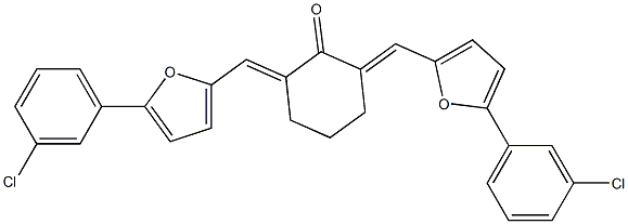 2,6-bis{[5-(3-chlorophenyl)-2-furyl]methylene}cyclohexanone Struktur