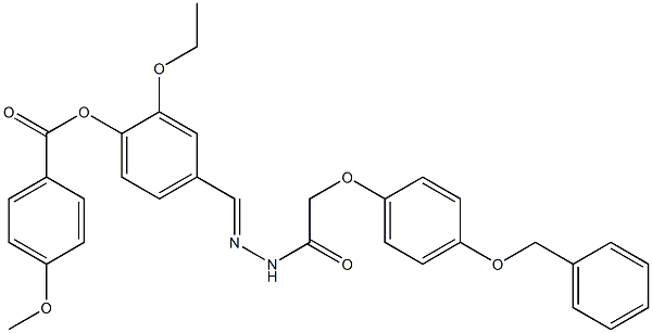 4-[(1Z)-({2-[4-(benzyloxy)phenoxy]acetamido}imino)methyl]-2-ethoxyphenyl 4-methoxybenzoate Struktur