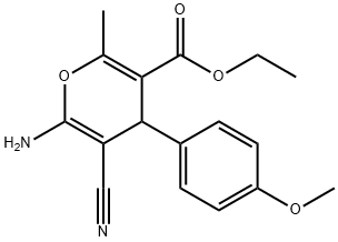 ethyl 6-amino-5-cyano-4-(4-methoxyphenyl)-2-methyl-4H-pyran-3-carboxylate Struktur