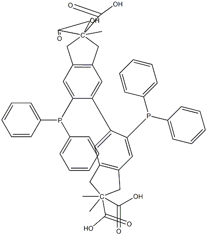 Tetramethyl6,6'-bis(diphenylphosphino)-1,1',3,3'-tetrahydro[5,5']biindenyl-2,2',2,2'-tetracarboxylate Struktur
