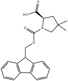 (2R)-1-{[(9H-fluoren-9-yl)methoxy]carbonyl}-4,4-dimethylpyrrolidine-2-carboxylic acid Struktur