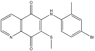 6-(N-(4-bromo-2-methylphenyl)amimo)-7-methylthio-5,8-quinolinedione Struktur