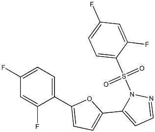 5-[5-(2,4-difluorophenyl)-2-furyl]-1-[(2,4-difluorophenyl)sulfonyl]-1H-pyrazole Struktur