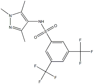 N1-(1,3,5-trimethyl-1H-pyrazol-4-yl)-3,5-di(trifluoromethyl)benzene-1-sulfonamide Struktur