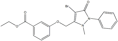 ethyl 3-[(4-bromo-2-methyl-5-oxo-1-phenyl-2,5-dihydro-1H-pyrazol-3-yl)methoxy]benzenecarboxylate Struktur