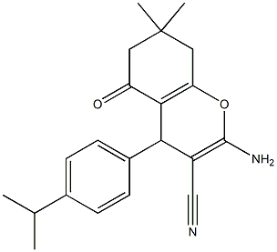 2-amino-4-(4-isopropylphenyl)-7,7-dimethyl-5-oxo-5,6,7,8-tetrahydro-4H-chromene-3-carbonitrile Struktur