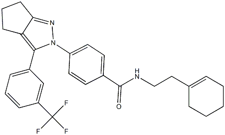 N-[2-(1-cyclohexenyl)ethyl]-4-[3-[3-(trifluoromethyl)phenyl]-5,6-dihydrocyclopenta[c]pyrazol-2(4H)-yl]benzenecarboxamide Struktur