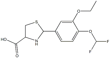 2-[4-(difluoromethoxy)-3-ethoxyphenyl]-1,3-thiazolidine-4-carboxylic acid Struktur