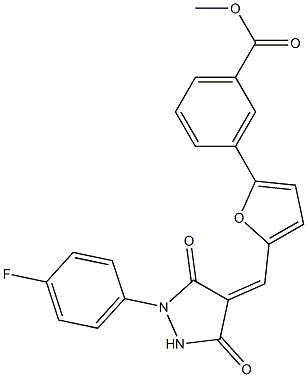methyl 3-(5-{[1-(4-fluorophenyl)-3,5-dioxo-4-pyrazolidinylidene]methyl}-2-furyl)benzoate Structure