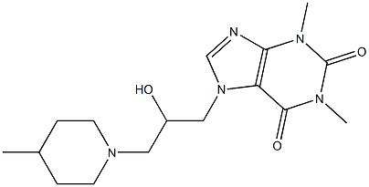 7-[2-hydroxy-3-(4-methyl-1-piperidinyl)propyl]-1,3-dimethyl-3,7-dihydro-1H-purine-2,6-dione Struktur