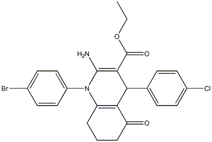 ethyl 2-amino-1-(4-bromophenyl)-4-(4-chlorophenyl)-5-oxo-1,4,5,6,7,8-hexahydro-3-quinolinecarboxylate Struktur