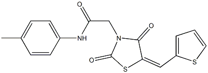 2-[2,4-dioxo-5-(2-thienylmethylene)-1,3-thiazolidin-3-yl]-N-(4-methylphenyl)acetamide Struktur