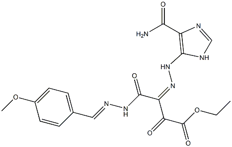 ethyl 3-{[4-(aminocarbonyl)-1H-imidazol-5-yl]hydrazono}-4-[2-(4-methoxybenzylidene)hydrazino]-2,4-dioxobutanoate Struktur