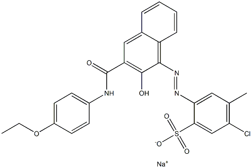 5-Chloro-2-[2-hydroxy-3-(p-ethoxyphenylcarbamoyl)-1-naphtylazo]-4-methylbenzenesulfonic acid sodium salt Struktur