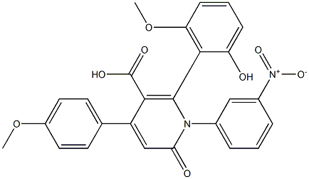 1-(3-Nitrophenyl)-6-(2-hydroxy-6-methoxyphenyl)-4-(4-methoxyphenyl)-2-oxo-1,2-dihydropyridine-5-carboxylic acid Structure