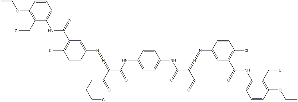 3,3'-[2-(2-Chloroethyl)-1,4-phenylenebis[iminocarbonyl(acetylmethylene)azo]]bis[N-[2-(chloromethyl)-3-ethoxyphenyl]-6-chlorobenzamide] Struktur
