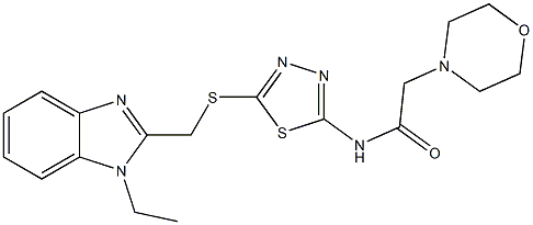 N-[2-[(1-Ethyl-1H-benzimidazol-2-yl)methylthio]-1,3,4-thiadiazol-5-yl]-2-morpholinoacetamide Struktur
