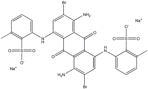 2,2'-[[(4,8-Diamino-3,7-dibromo-9,10-dihydro-9,10-dioxoanthracene)-1,5-diyl]diimino]bis(6-methylbenzenesulfonic acid)disodium salt Struktur