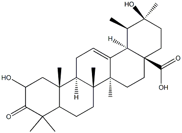2,20-Dihydroxy-3-oxours-12-en-28-oic acid Struktur