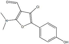 2-(Dimethylamino)-4-chloro-5-(4-hydroxyphenyl)furan-3-carbaldehyde Struktur