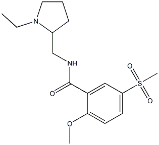 N-[(1-Ethyl-2-pyrrolidinyl)methyl]-2-methoxy-5-(methylsulfonyl)benzamide Struktur