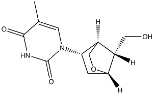 (+)-1-[(1S,4R,5S,7R)-7-Hydroxymethyl-2-oxabicyclo[2.2.1]heptane-5-yl]-5-methylpyrimidine-2,4(1H,3H)-dione Struktur