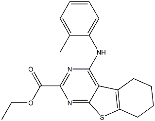 5,6,7,8-Tetrahydro-4-(2-methylphenylamino)[1]benzothieno[2,3-d]pyrimidine-2-carboxylic acid ethyl ester Struktur