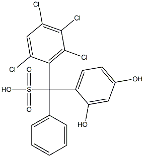 (2,4,5,6-Tetrachlorophenyl)(2,4-dihydroxyphenyl)phenylmethanesulfonic acid Struktur
