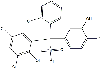 (2-Chlorophenyl)(4-chloro-3-hydroxyphenyl)(3,5-dichloro-2-hydroxyphenyl)methanesulfonic acid Struktur
