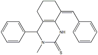 8-Benzylidene-4-phenyl-3-methyl-3,4,5,6,7,8-hexahydroquinazoline-2(1H)-thione Struktur