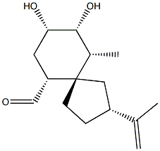 (2R,5S,6R,8S,9R,10R)-8,9-Dihydroxy-10-methyl-2-(1-methylethenyl)spiro[4.5]decane-6-carbaldehyde Struktur