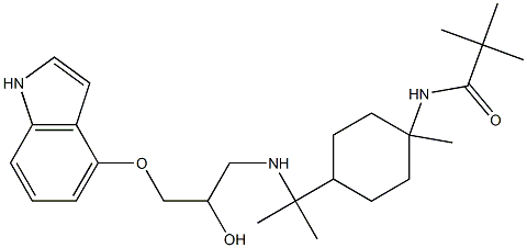 N-[8-[[3-(1H-Indol-4-yloxy)-2-hydroxypropyl]amino]-p-menthan-1-yl]-2,2-dimethylpropanamide Struktur