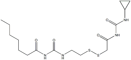 1-Heptanoyl-3-[2-[[(3-cyclopropylureido)carbonylmethyl]dithio]ethyl]urea Struktur
