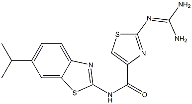 2-(Diaminomethyleneamino)-N-(6-isopropyl-2-benzothiazolyl)thiazole-4-carboxamide Struktur