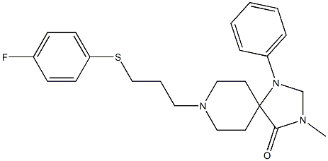 8-[3-[(4-Fluorophenyl)thio]propyl]-3-methyl-1-phenyl-1,3,8-triazaspiro[4.5]decan-4-one Struktur