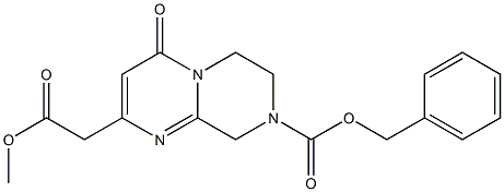 benzyl 2-(2-methoxy-2-oxoethyl)-4-oxo-6,7-dihydro-4H-pyrazino[1,2-a]pyrimidine-8(9H)-carboxylate Struktur