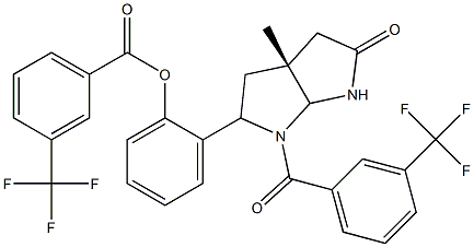 2-{(3aR)-3a-methyl-5-oxo-1-[3-(trifluoromethyl)benzoyl]octahydropyrrolo[2,3-b]pyrrol-2-yl}phenyl 3-(trifluoromethyl)benzenecarboxylate Struktur